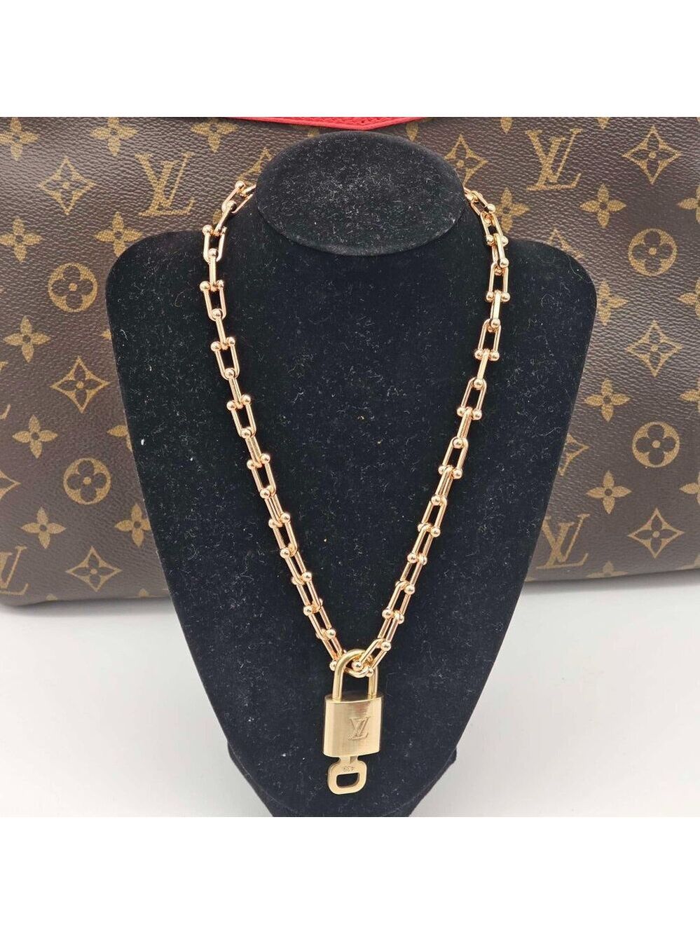 Authentic Louis Vuitton Lock & Key with Unbranded Gold Plated Chain Necklace